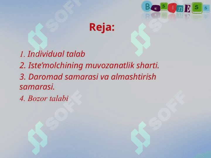 Individual va bozor talabi 2