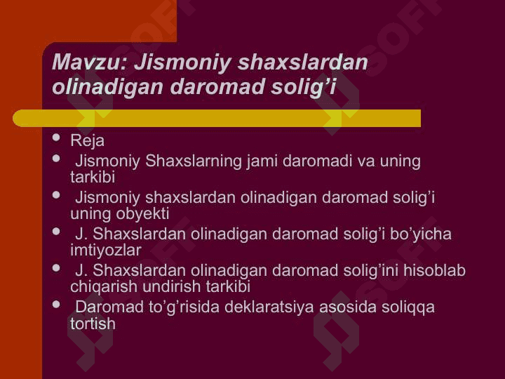 Jismoniy shaxslardan olinadigan daromad solig’i 2