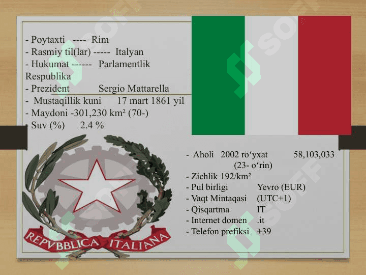 Italiya davlati haqida. 2