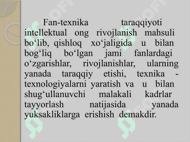 XO‘JALIGINING MODDIY-TEXNIKA RESURSLARI, FAN-TEXNIKA TARAQQIYOTI, INNOVATSION TEXNOLOGIYALAR VA ULARDAN SAMARALI FOYDALANISH 6