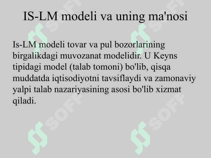 IS-LM modelini shakllantirish va joriy etish 2