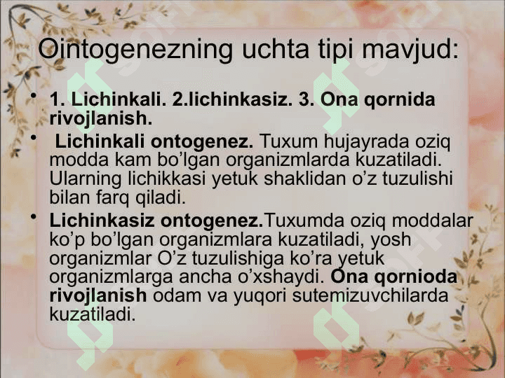 Organizmlarning individual rivojlanishi 4