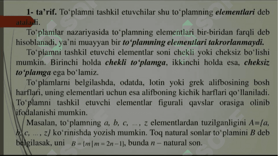To’plamlar ustida amallar xossalarining isbotlarini o’rganish 4