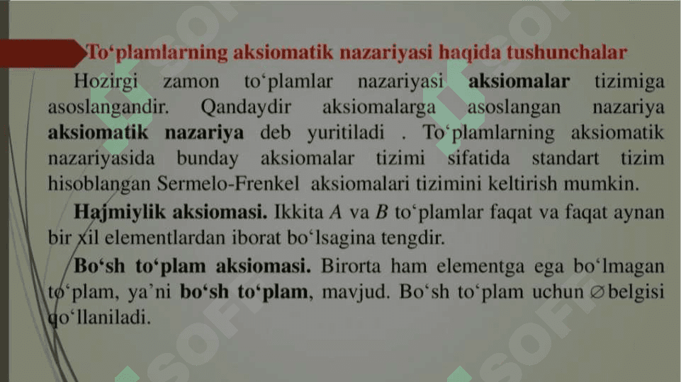 To’plamlar ustida amallar xossalarining isbotlarini o’rganish 5