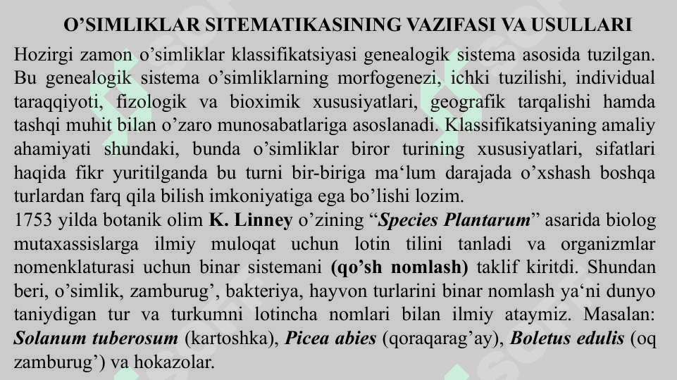 BAKTERIYALARNING TUZILISHI, TIPLARI VA QISHLOQ XO’JALIGIDAGI AHAMIYATI. SUV O’TLARI VA ULARNING KLASSIFIKATSIYASI 8