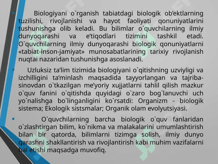 Biologiyani o’qitishda o’quvchilarning ilmiy dunyoqarashini shakllantirish 3