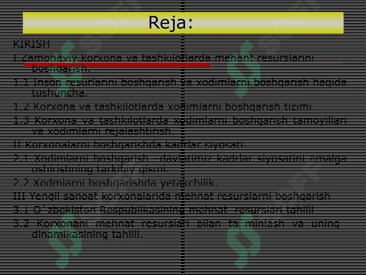 Korxona va tashkilotlarning   mehnat resurslarini boshqarish 2
