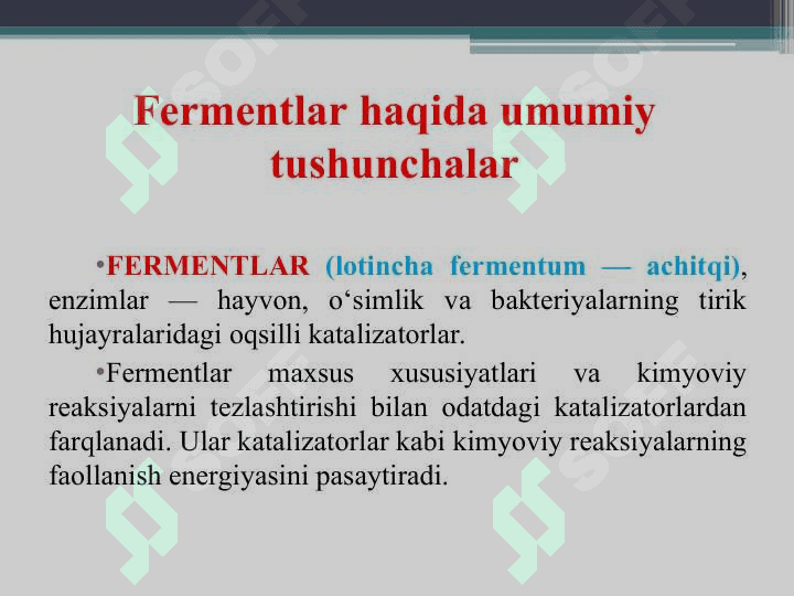 Fermentlar va ularning qishloq xo‘jalik mahsulotlarini saqlash va qayta ishlashdagi o‘rni 2