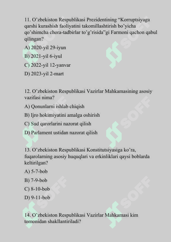 Argos 50 talik test, javoblari bilan. Davlat xizmatchisi 2024 5