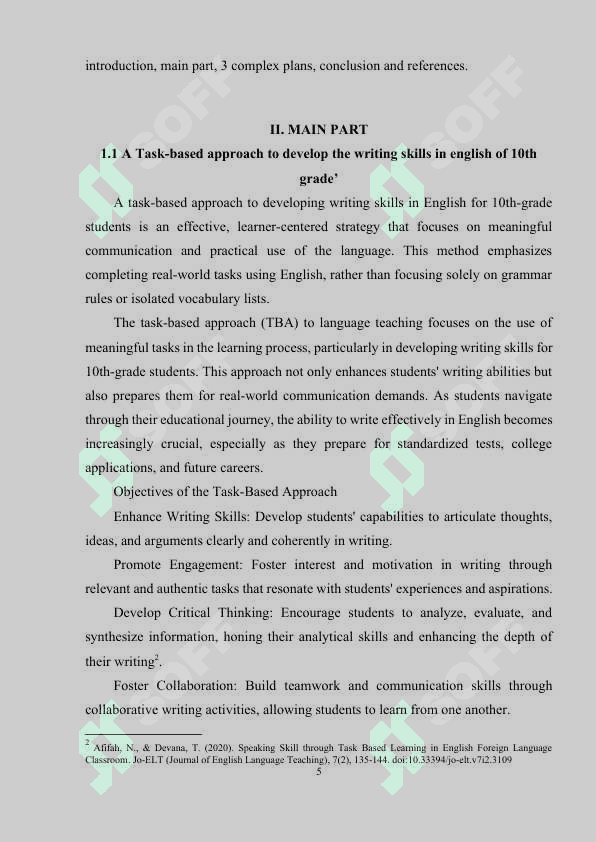 Task-based approach in teaching writing skills 10th grades 5