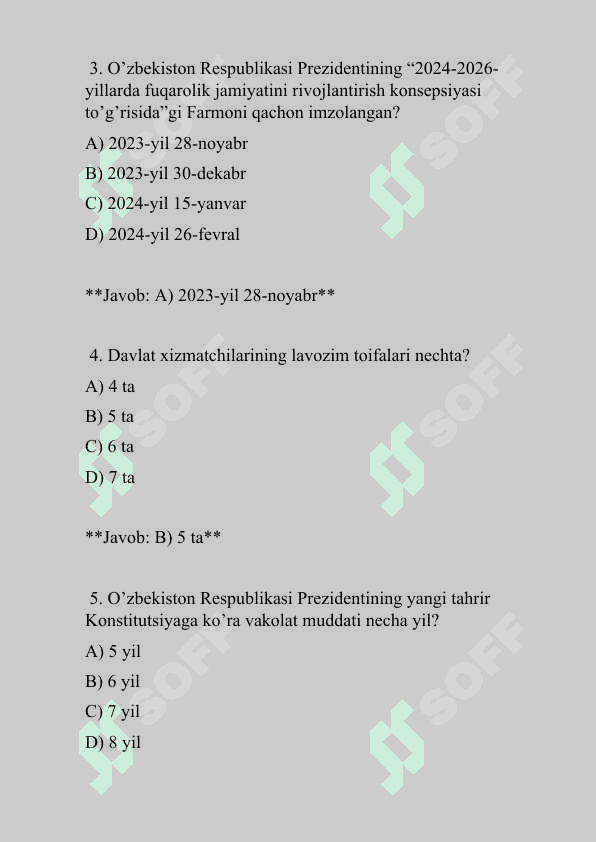 Argos 50 talik test, javoblari bilan. Davlat xizmatchisi 2025 3