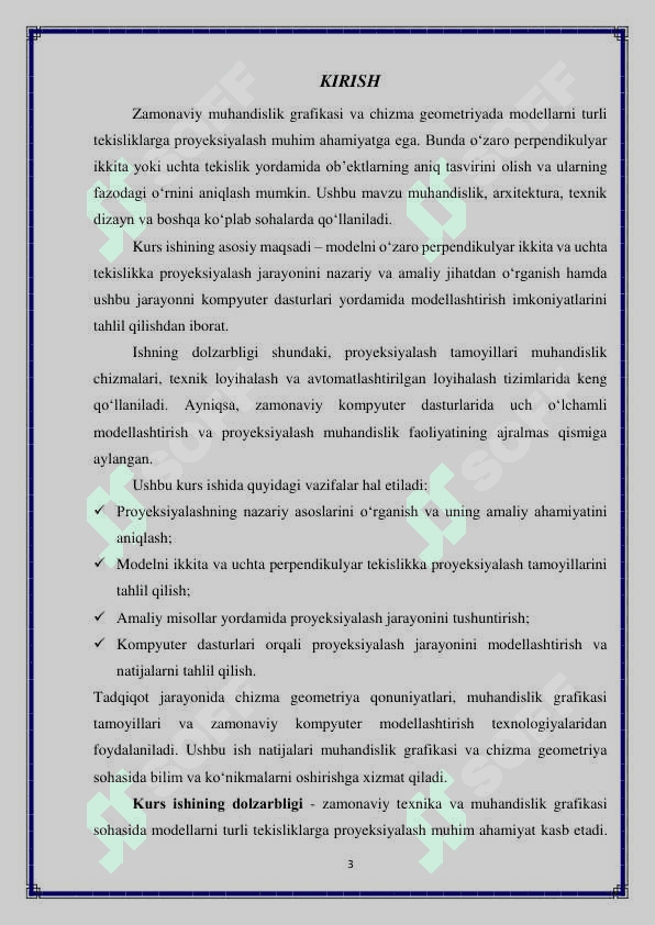 Silindr, konus, shar (sfera) va piramidaning proyeksiyalari 3
