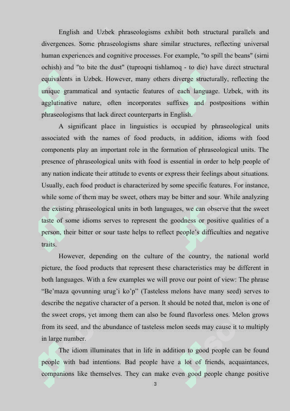 Linguistiс аnd сulturаl сhаrасtеristiсs оf соmраrаtivе рhrаsеоlоgisms in Еnglish аnd Uzbеk.ARTICLE 3
