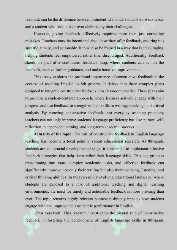The importance of constructive feedback in teaching English to 8th graders 3