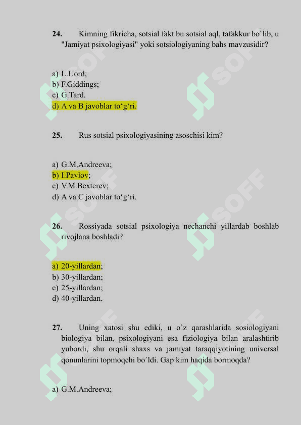 Sotsial psixologiyadan testlar 8