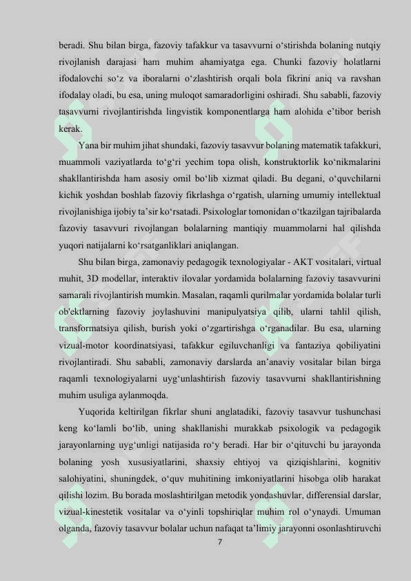 BOSHLANG‘ICH SINFLARDA FAZOVIY SHAKLLARNI O‘RGATISH METODIKASI. 6