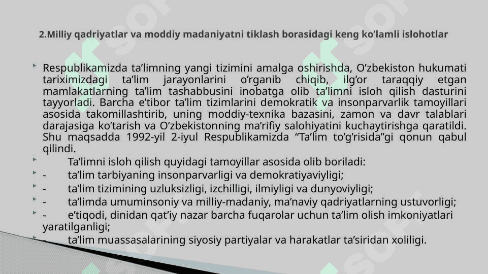 MA’NAVIY VA MADANIY TARAQQIYOT, TA’LIM, ILM-FAN VA SPORT SOHASIDAGI ISLOHOTLAR 8