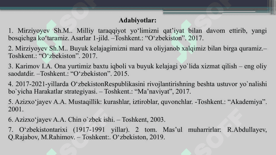O‘ZBEKISTONNING  O‘ZIGA  XOS ISTIQLOL VA TARAQQIYOT YO‘LI 2