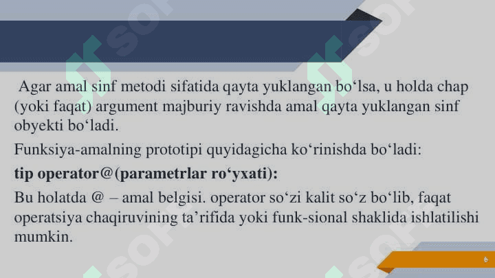 Dasturlash asoslari Shablon sinflar. Funksiya  shabloni.  Amallarni qayta yuklash 6