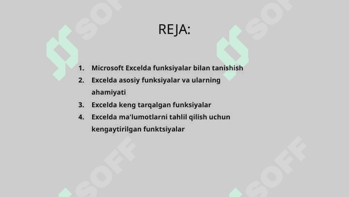 Microsoft Excel dasturida funksiyalardan foydalanishning ahamiyati va imkoniyatlari 2
