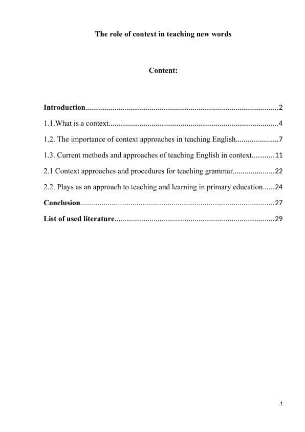 The role of context in teaching new words