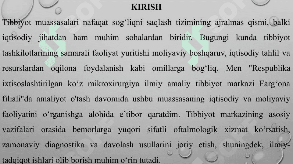 Respublika ixtisoslashtirilgan ko'z mikroxirurgiya ilmiy amaliy tibbiyot markazi Farg’ona filiali 3