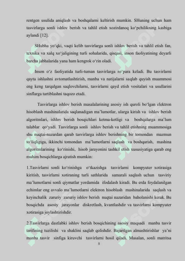 Tasvirlarga ishlov berish jarayonining dasturiy ta’minotini MATLAB muhitida ishlab chiqish 8