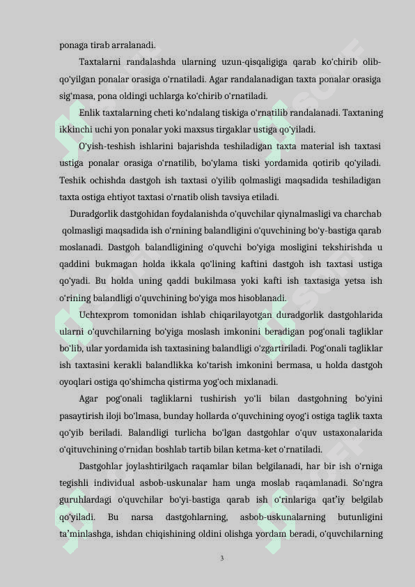Yog’ochga ishlov berish ustaxonasining jihozlanishi va ish o‘rinlarining tashkil etilishi 3