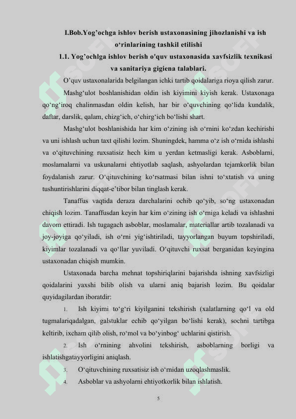 Yog’ochga ishlov berish ustaxonasining jihozlanishi va ish o‘rinlarining tashkil etilishi 5