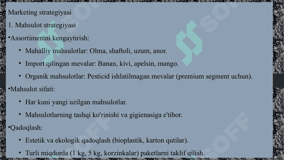 Tadbirkorlik faolyatini tashkil etish oziq – ovqat savdosi misolida 6