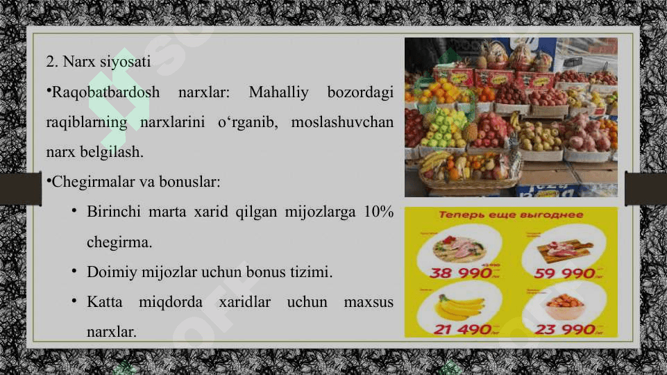 Tadbirkorlik faolyatini tashkil etish oziq – ovqat savdosi misolida 7