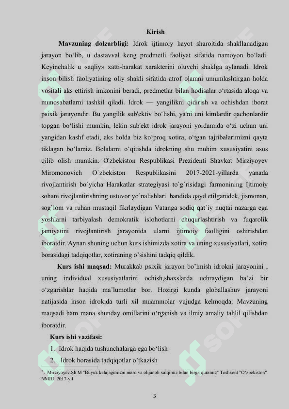 Idrok akti va uning tuzilishi. 2