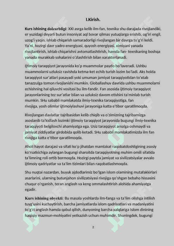 Ilmiy-teхnik tаrаqiyotini ishlаb chiqаrishni integrаsiyalаshuvini хаmmа tоmоnlаrigа universаl, keng qаmrоvli 2