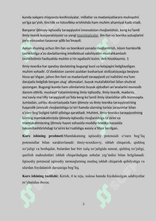 Ilmiy-teхnik tаrаqiyotini ishlаb chiqаrishni integrаsiyalаshuvini хаmmа tоmоnlаrigа universаl, keng qаmrоvli 3