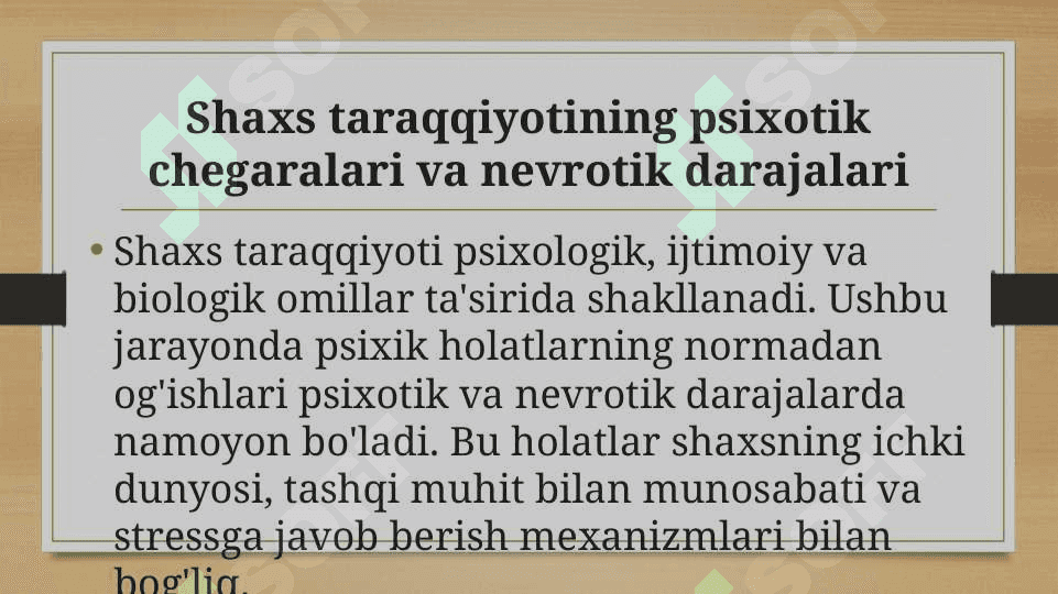 Shaxs taraqqiyotining psixotik chegaralari va  nevrotik darajalari 2