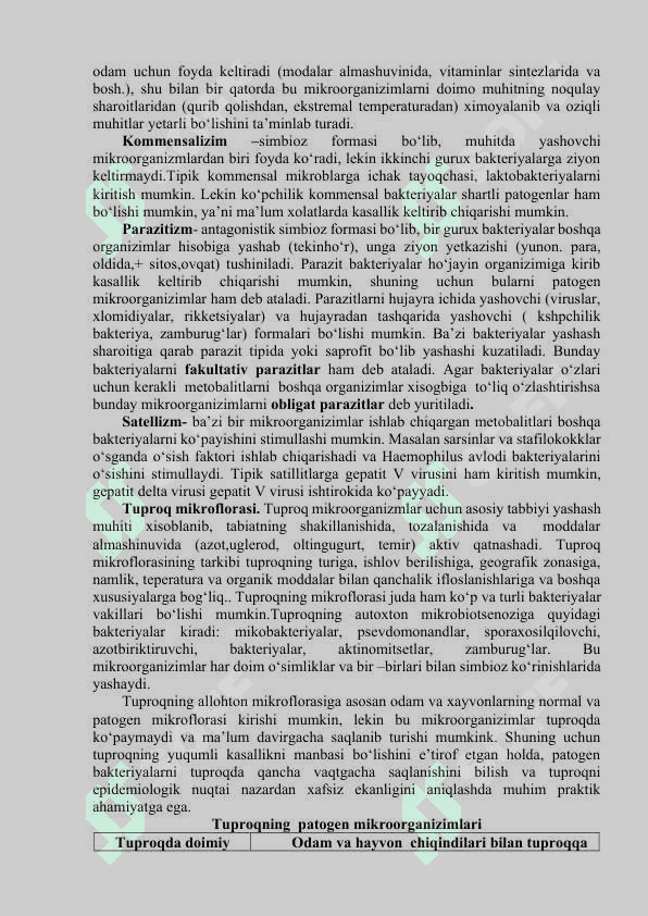 Atrof muhitda mikroblarning tarqalishi. Suv, havo, tuproq mikroflorasi. Sanitar mikrobiologiyasi. 2
