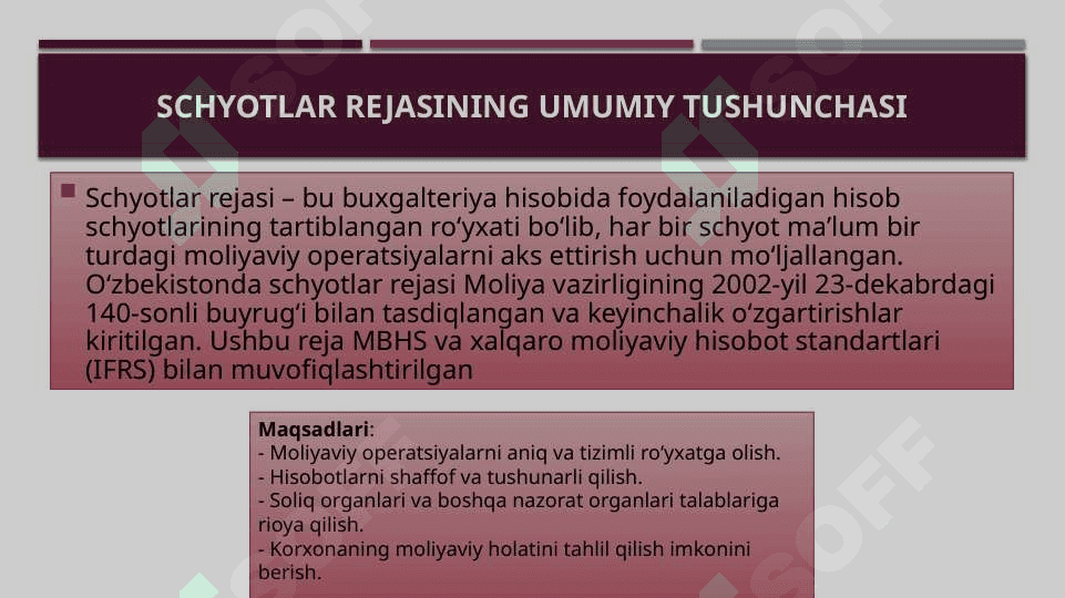 Buxgalteriya hisobining schyotlar rejasi 3