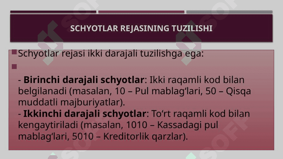 Buxgalteriya hisobining schyotlar rejasi 4