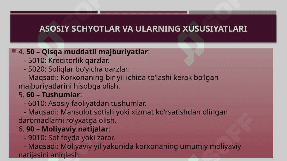 Buxgalteriya hisobining schyotlar rejasi 8