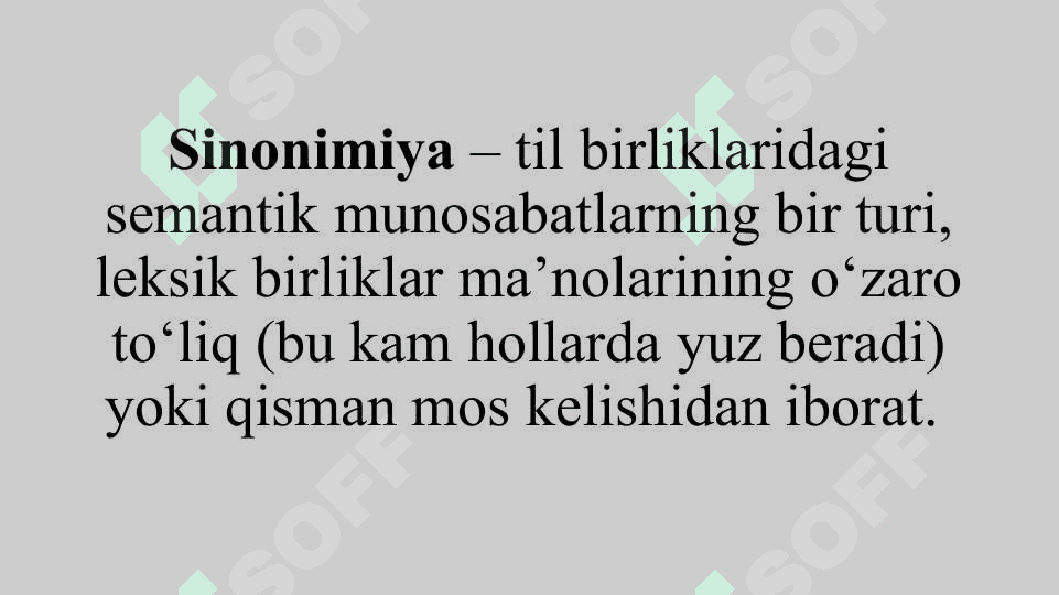 O‘zbek tilida sinonimiya va omonimiya. 2