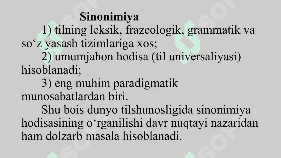 O‘zbek tilida sinonimiya va omonimiya. 3