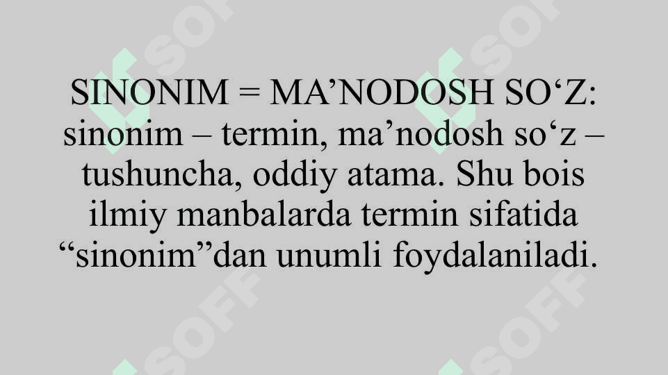 O‘zbek tilida sinonimiya va omonimiya. 4
