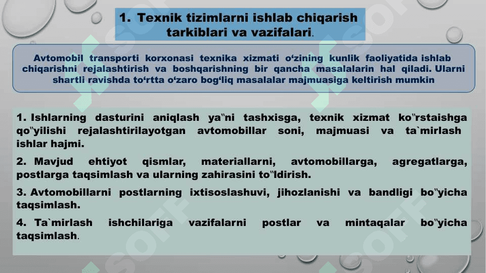 TEXNIK TIZIMLARNING ISHLAB CHIQARISH TARKIBLARI VA ULARGA TA’SIR ETUVCHI OMILLAR 2
