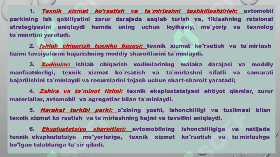 TEXNIK TIZIMLARNING ISHLAB CHIQARISH TARKIBLARI VA ULARGA TA’SIR ETUVCHI OMILLAR 7