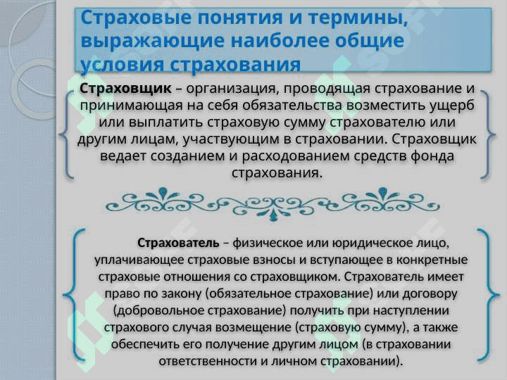 Понятия и термины, используемые в страховых отношениях 6