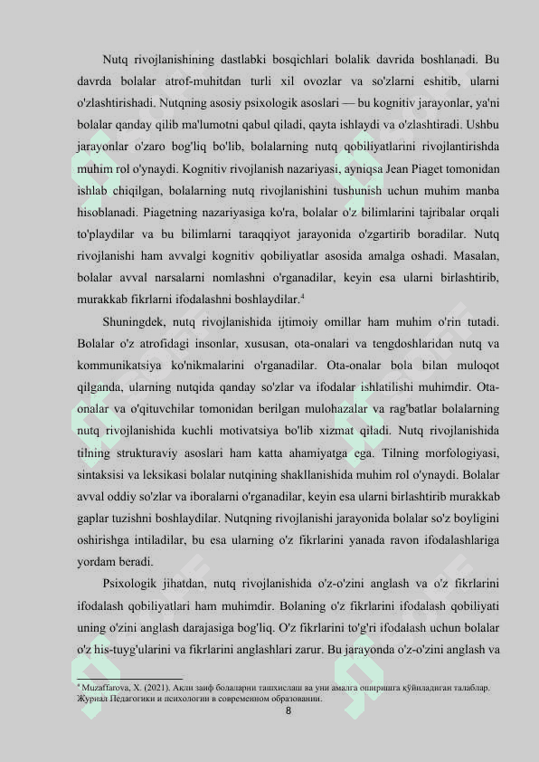 Nutq to‘liq rivojlanmagan bolalarning psixologik pedagogik xususiyatlar. 8