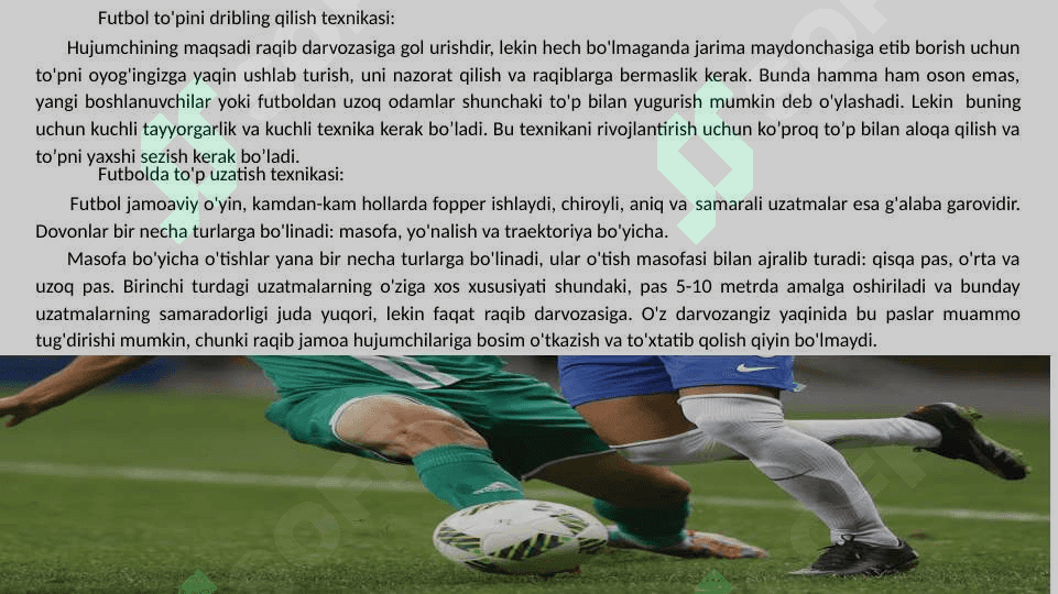 Futbol sport o’yini texnikasini o’rgatish. 7