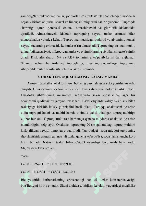 Tuproqdagi karbonat kalsiy tizimi 6
