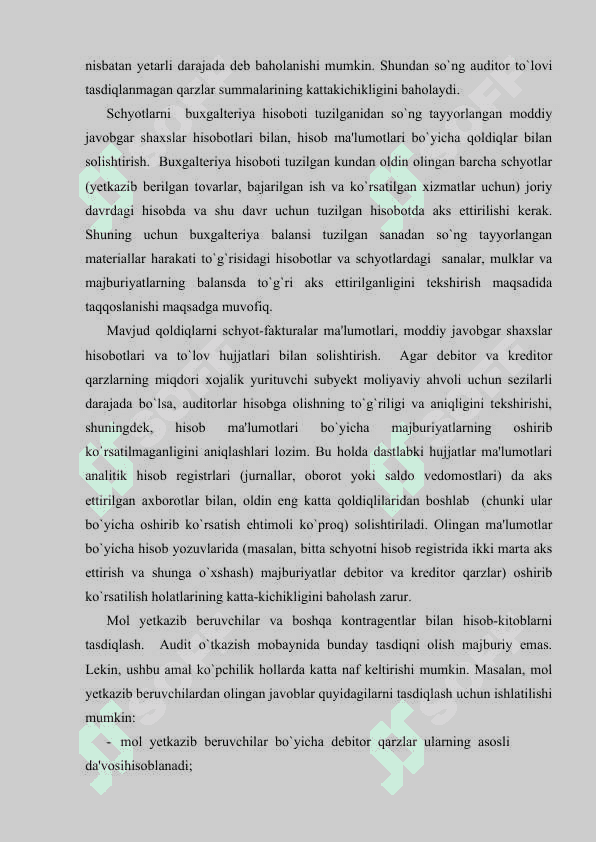 Auditorlik tekshiruvi natijalari bo’yicha auditorlik hisoboti va xulosasini tayyorlash 4