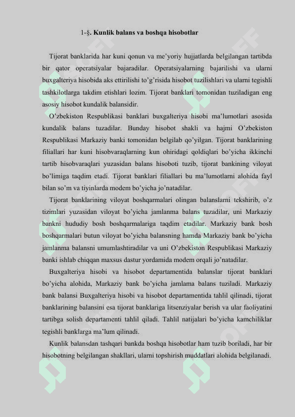 Banklarning buxgalteriya hisobotlari 2